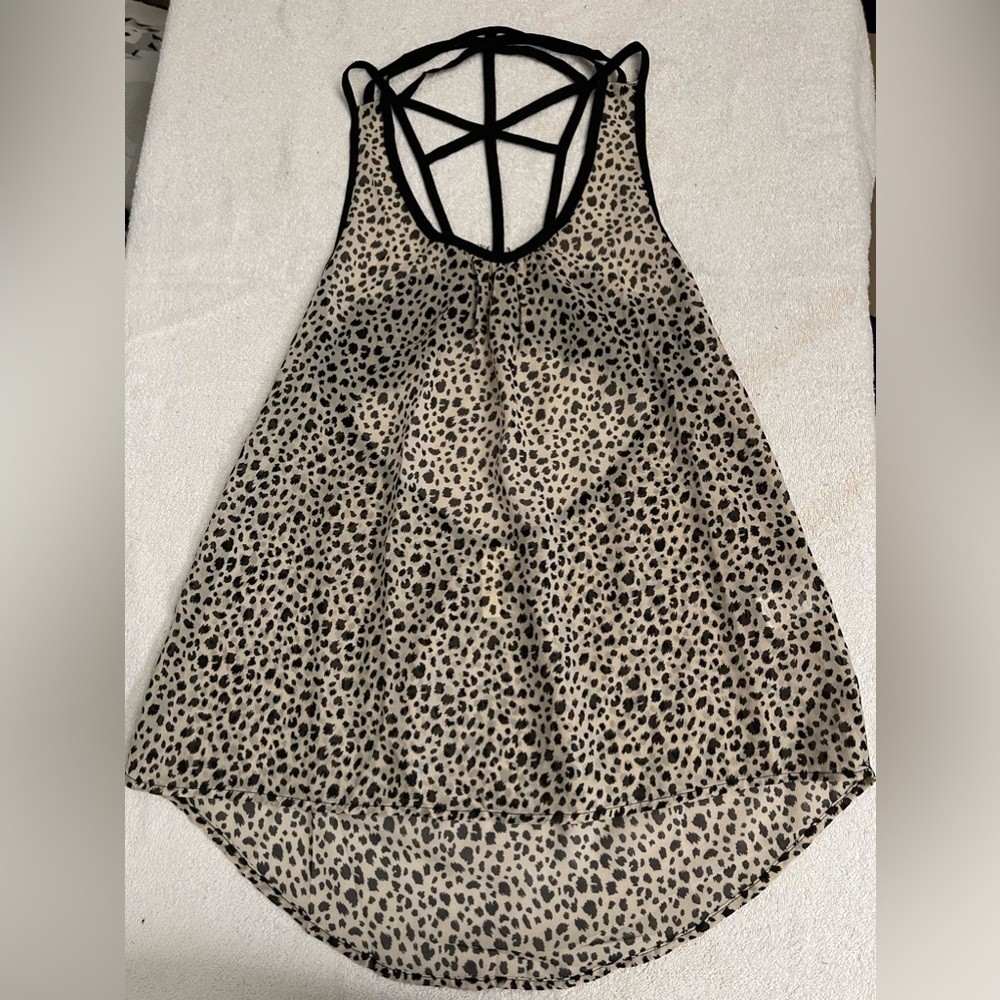 NWOT Mind Code Women’s Sheer Cheetah Print Dressy Tank Top, size Small